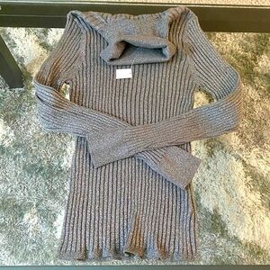 NEW GAP TURTLE NECK SILVER METALLIC SPARKLE PULLOVER SWEATER